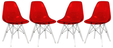 Dover Molded Side Chair with Acrylic Base, Set of 4