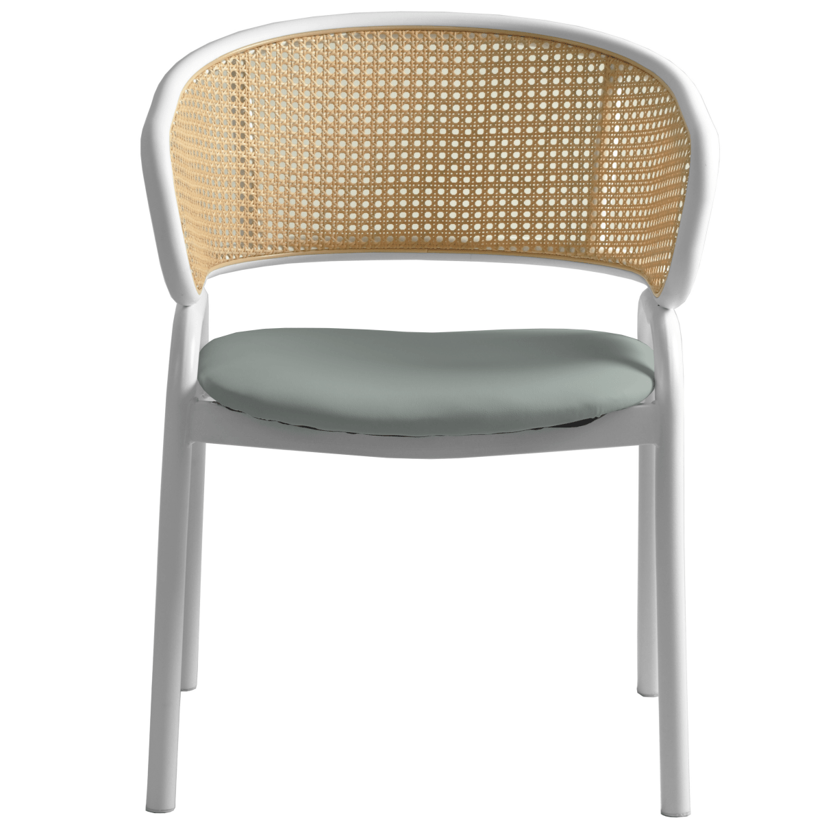 Ervilla Leather Dining Armchair in Black/White Stainless Steel Base With Wicker Back