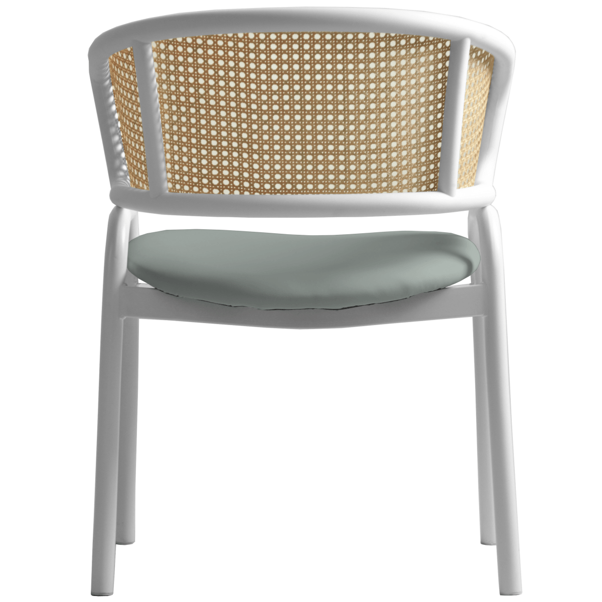 Ervilla Leather Dining Armchair in Black/White Stainless Steel Base With Wicker Back