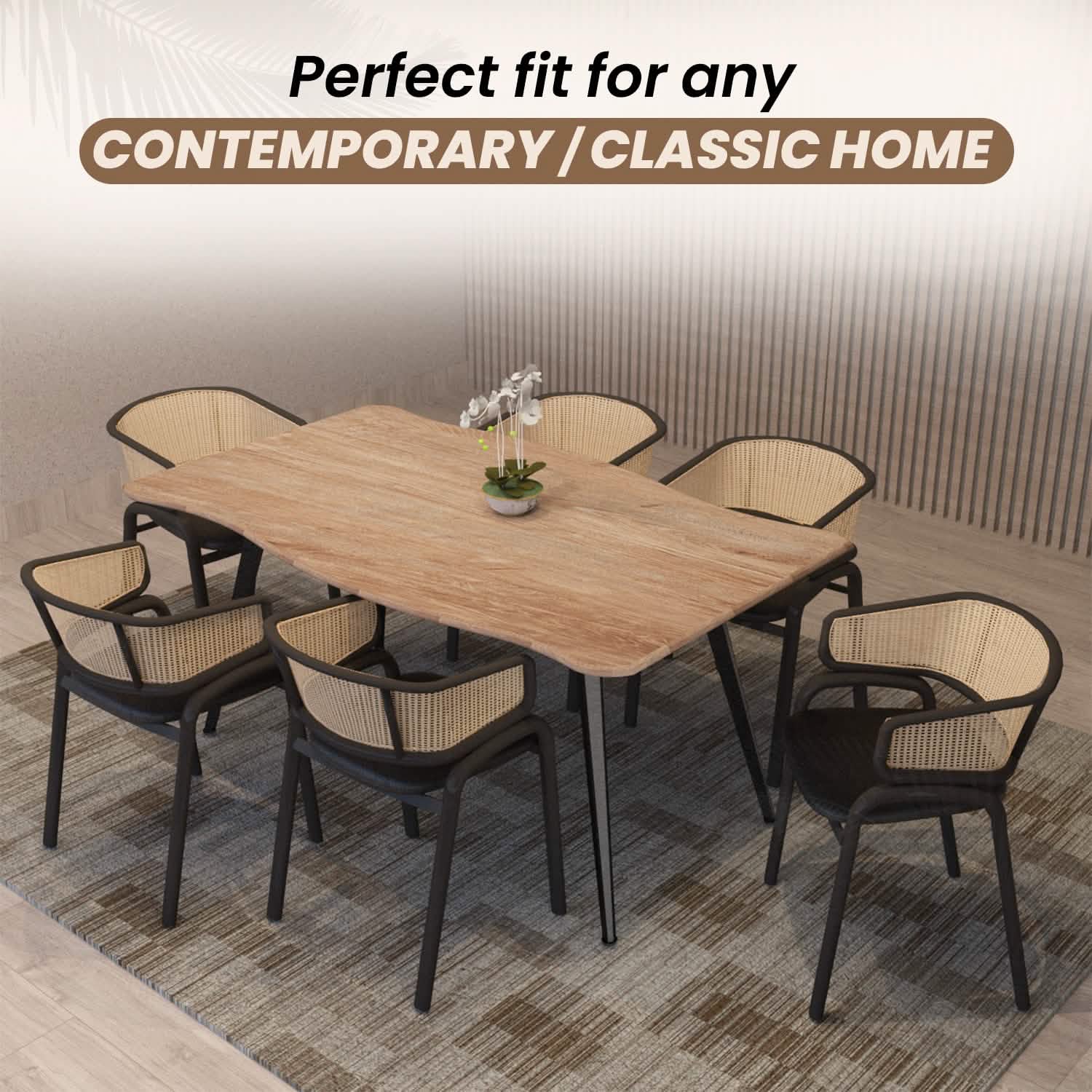 Ervilla Leather Upholstered Dining Armchair With Wicker Back Set of 2