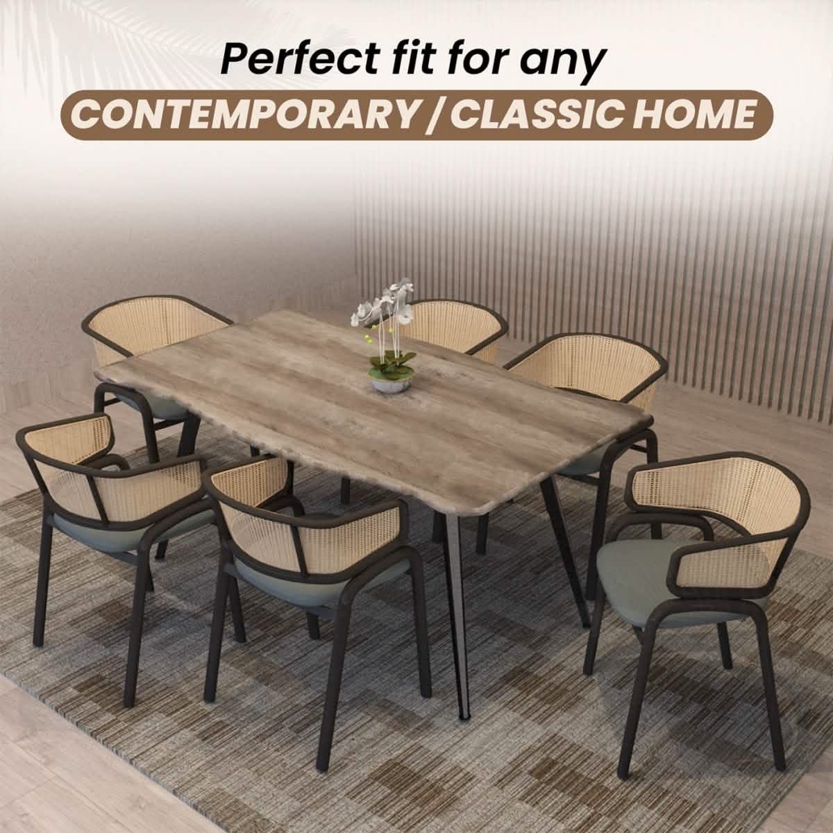 Ervilla Leather Upholstered Dining Armchair With Wicker Back Set of 2