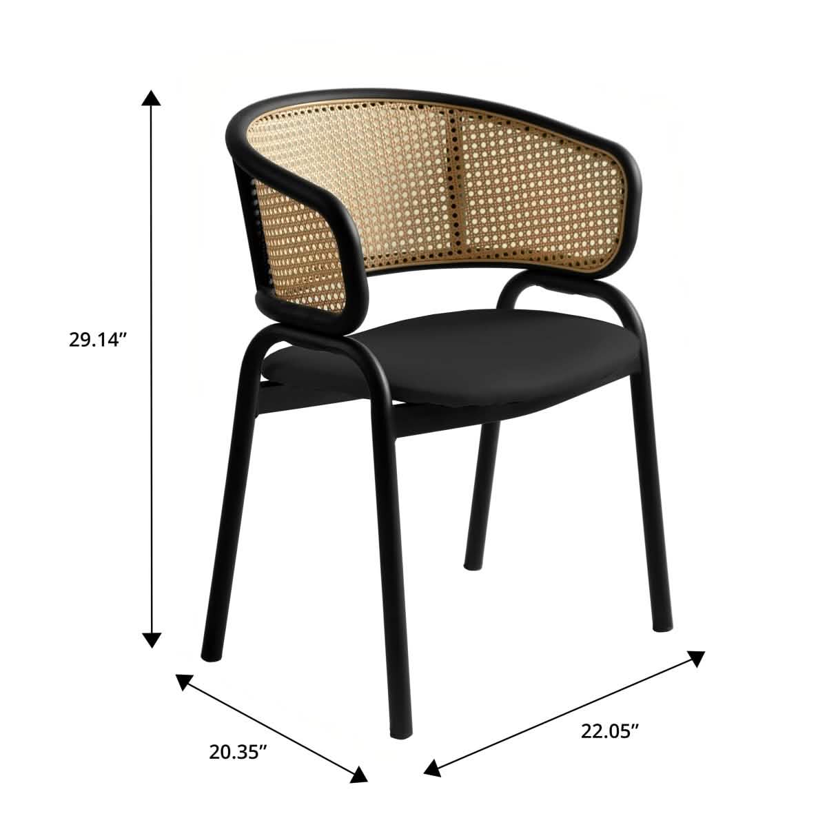 Ervilla Leather Upholstered Dining Armchair With Wicker Back Set of 2