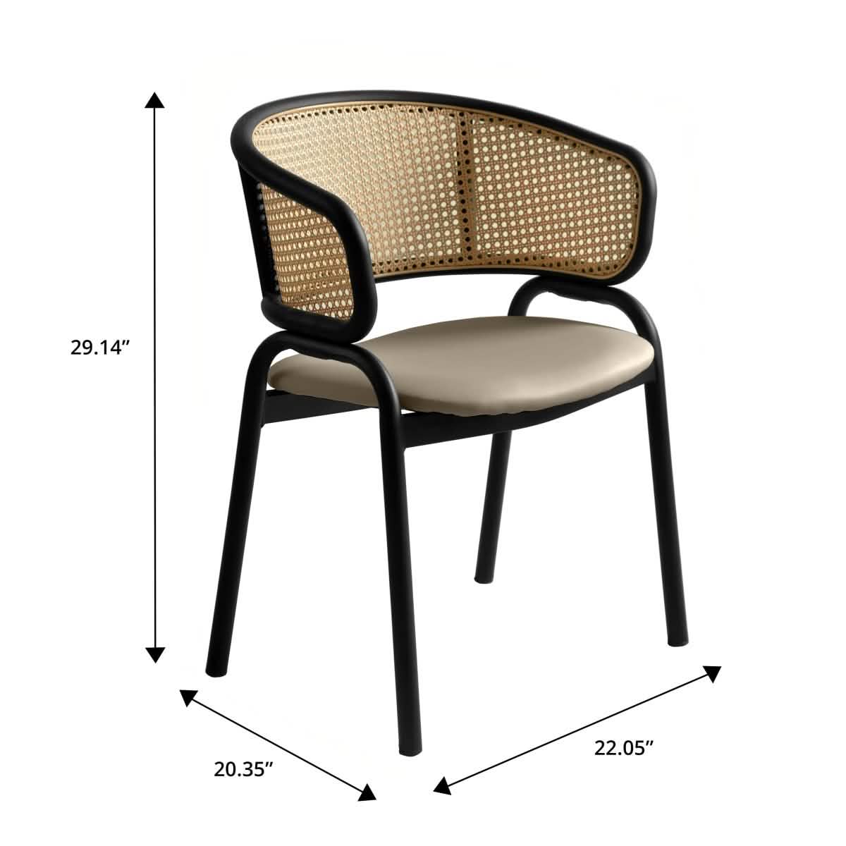 Ervilla Leather Upholstered Dining Armchair With Wicker Back Set of 2