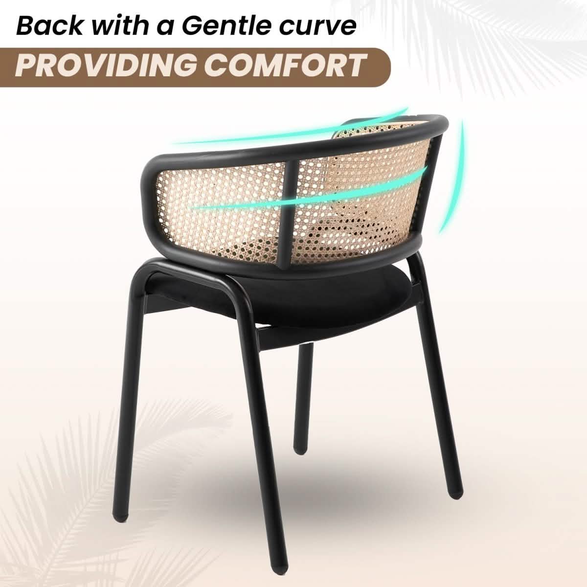 Ervilla Leather Upholstered Dining Armchair With Wicker Back Set of 2