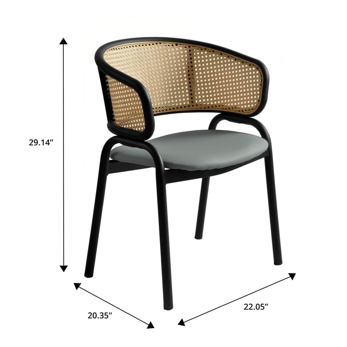 Ervilla Leather Upholstered Dining Armchair With Wicker Back Set of 2