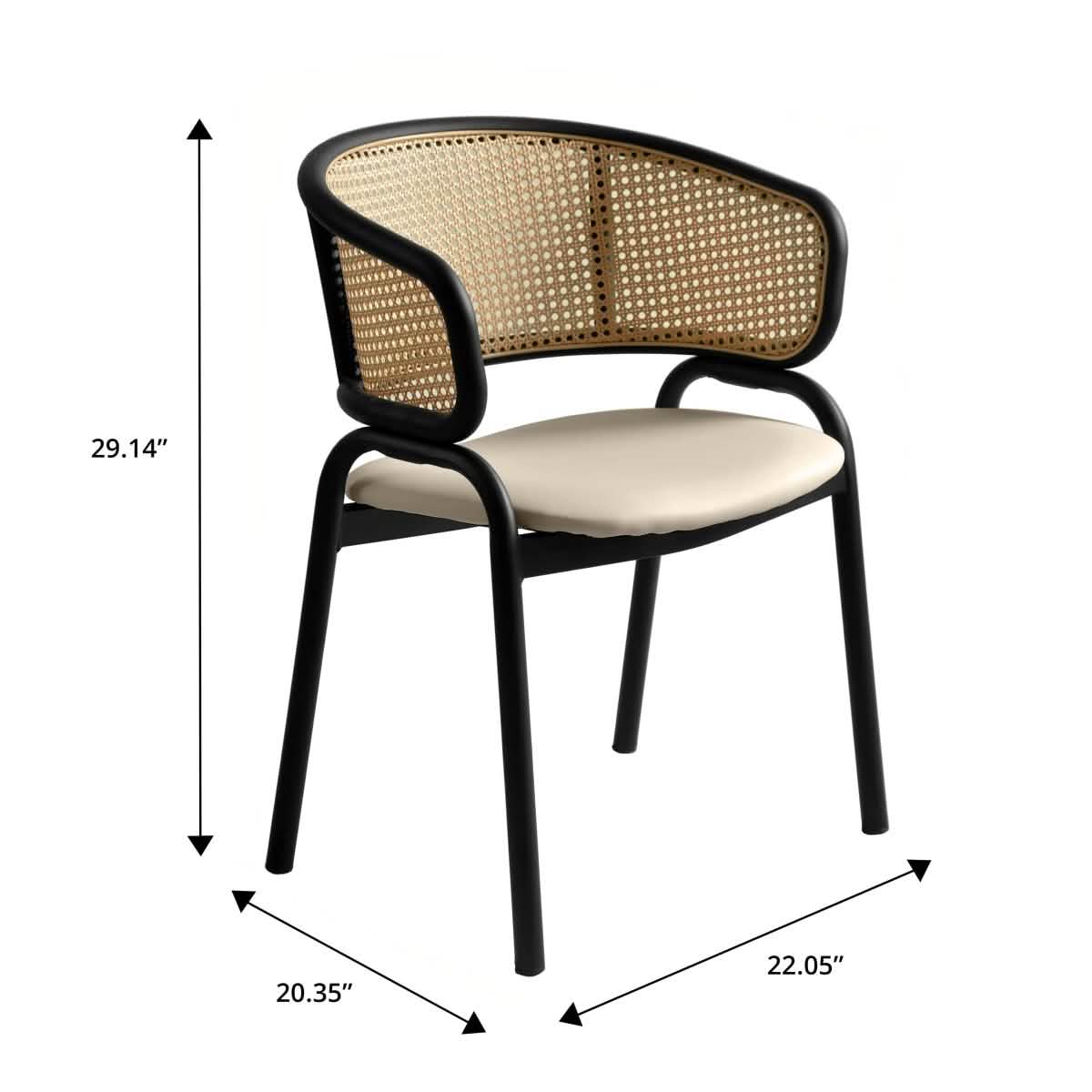 Ervilla Leather Upholstered Dining Armchair With Wicker Back Set of 2