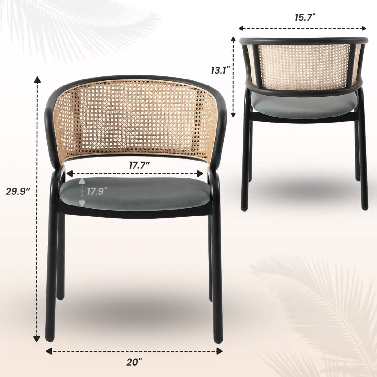 Ervilla Leather Upholstered Dining Armchair With Wicker Back Set of 2