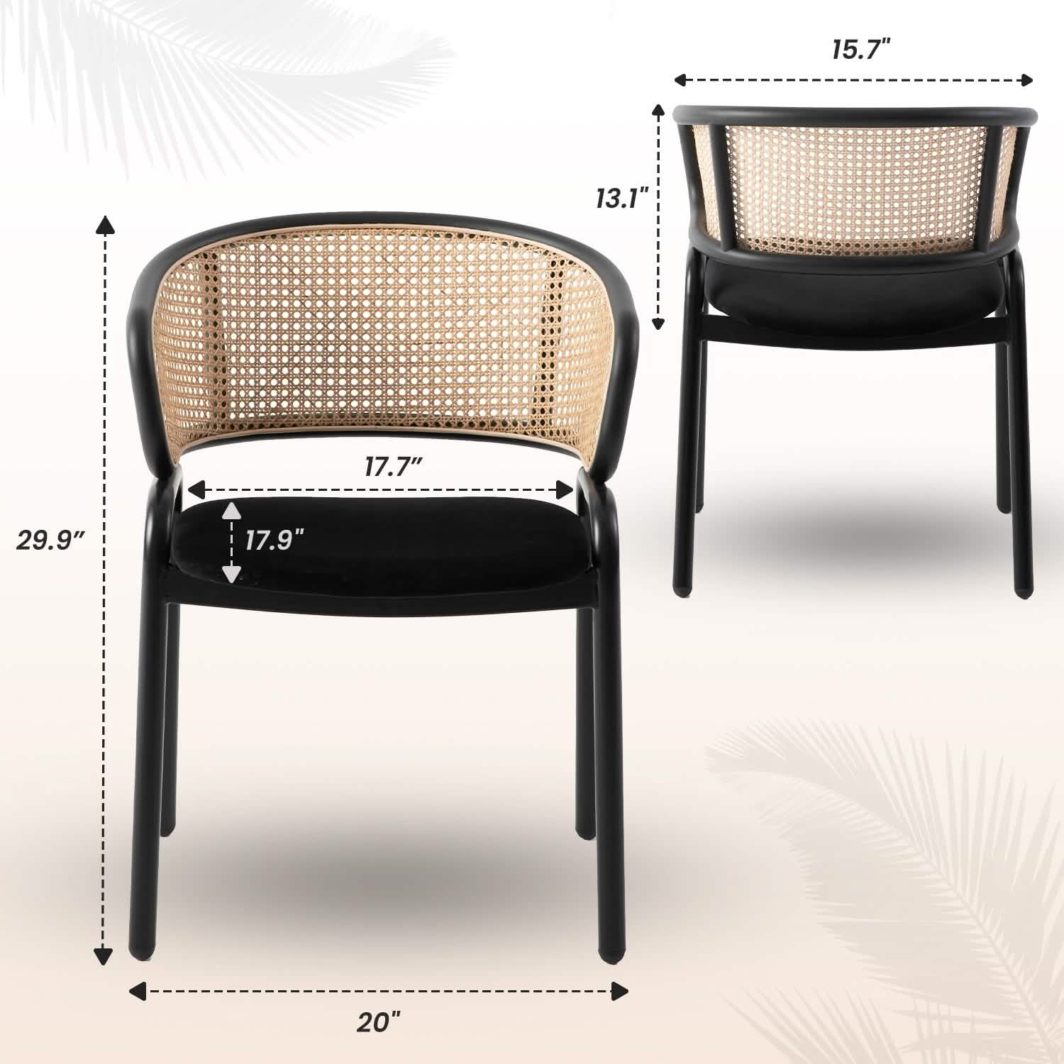 Ervilla Leather Upholstered Dining Armchair With Wicker Back Set of 2