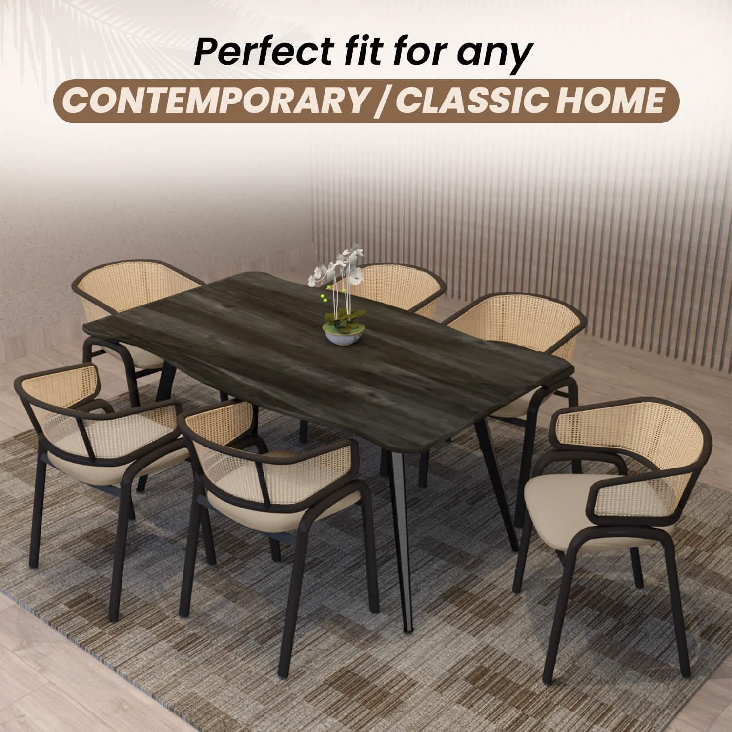 Ervilla Leather Upholstered Dining Armchair With Wicker Back Set of 2