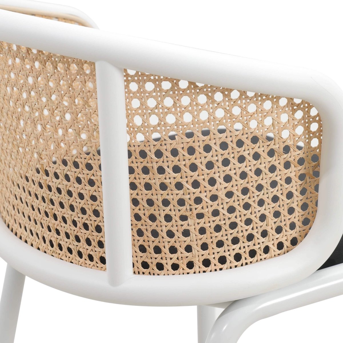 Ervilla Mid - Century Modern Wicker Bar Stool with Fabric Seat and Black/White Powder Coated Steel Frame