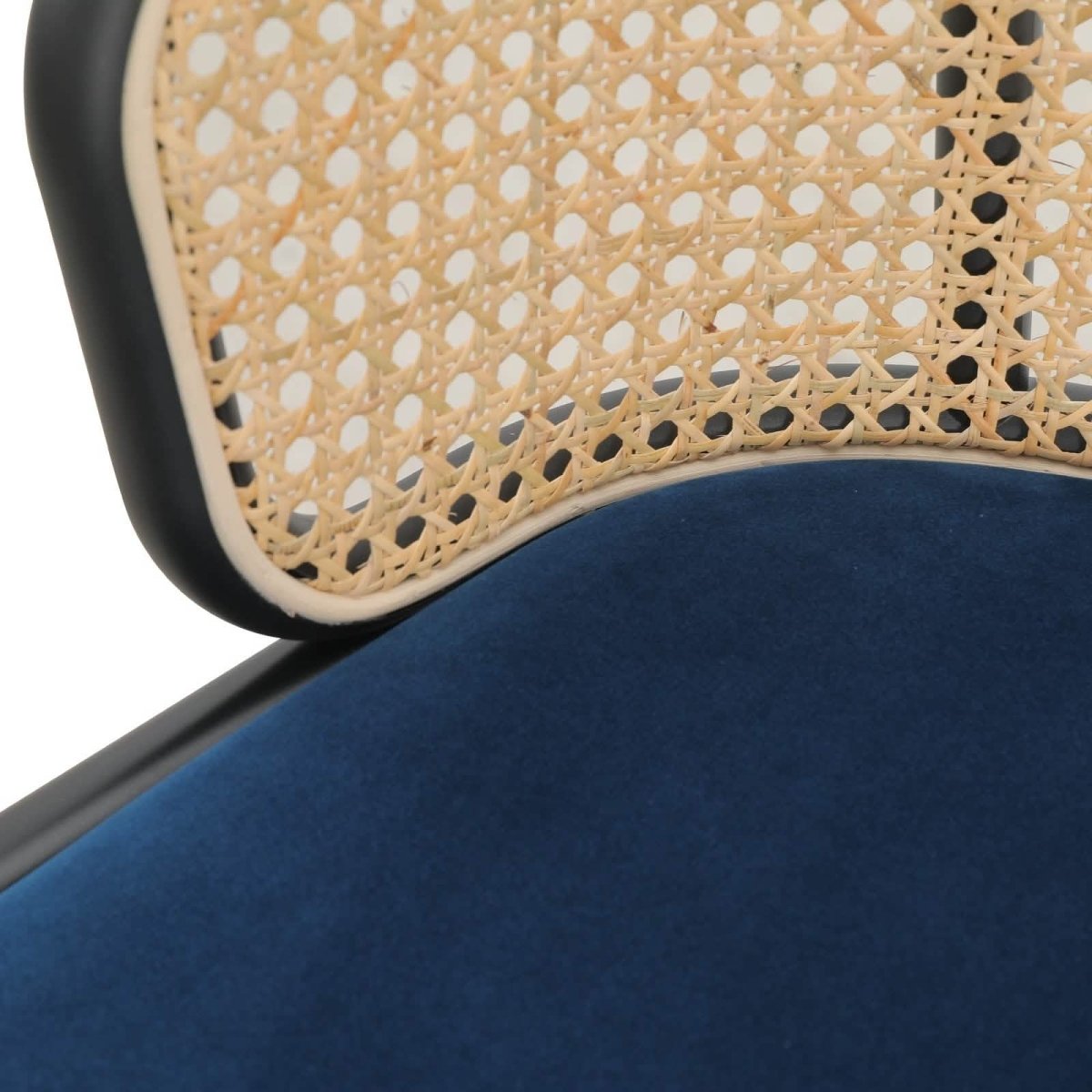 Ervilla Mid - Century Modern Wicker Bar Stool with Fabric Seat and Black/White Powder Coated Steel Frame