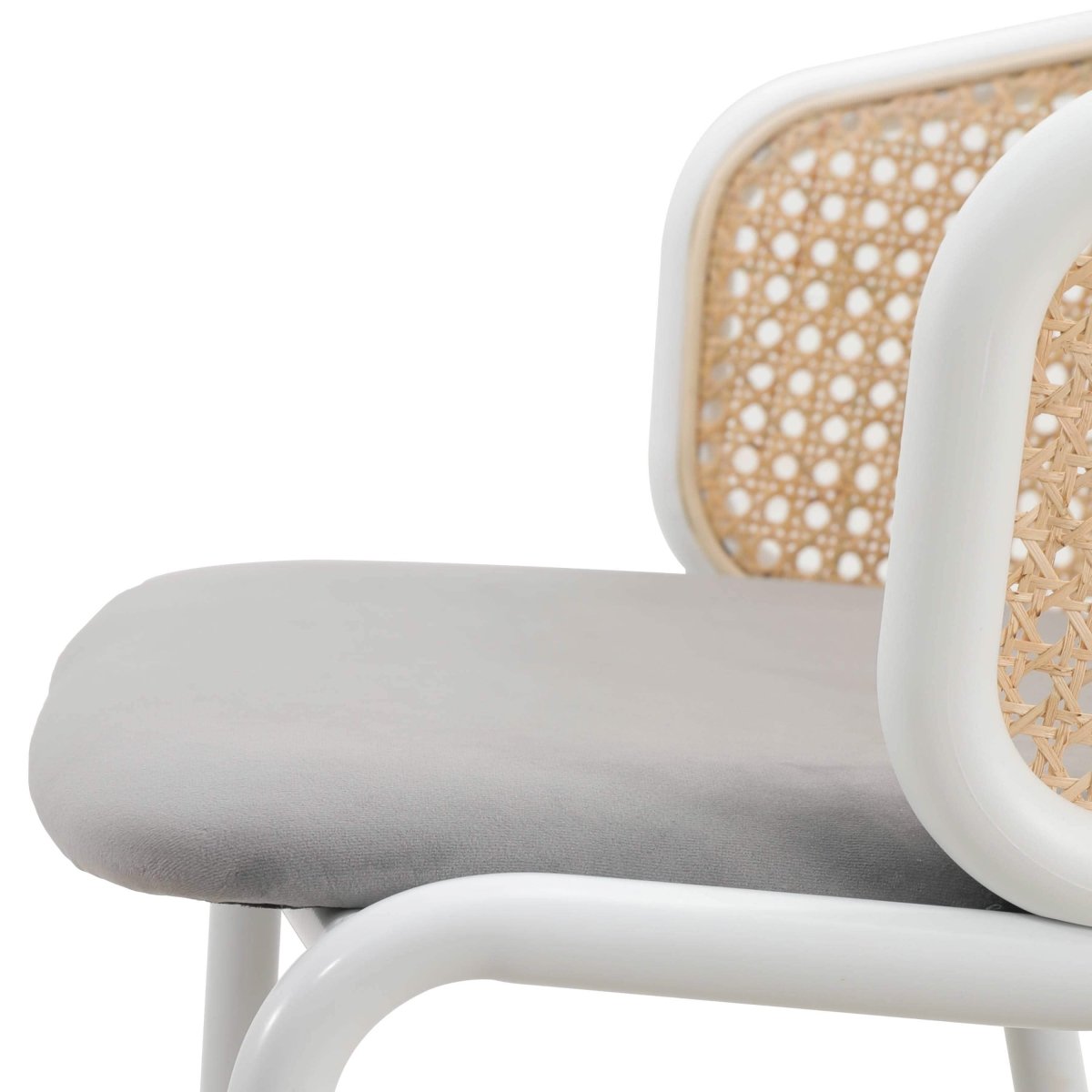 Ervilla Mid - Century Modern Wicker Bar Stool with Fabric Seat and Black/White Powder Coated Steel Frame