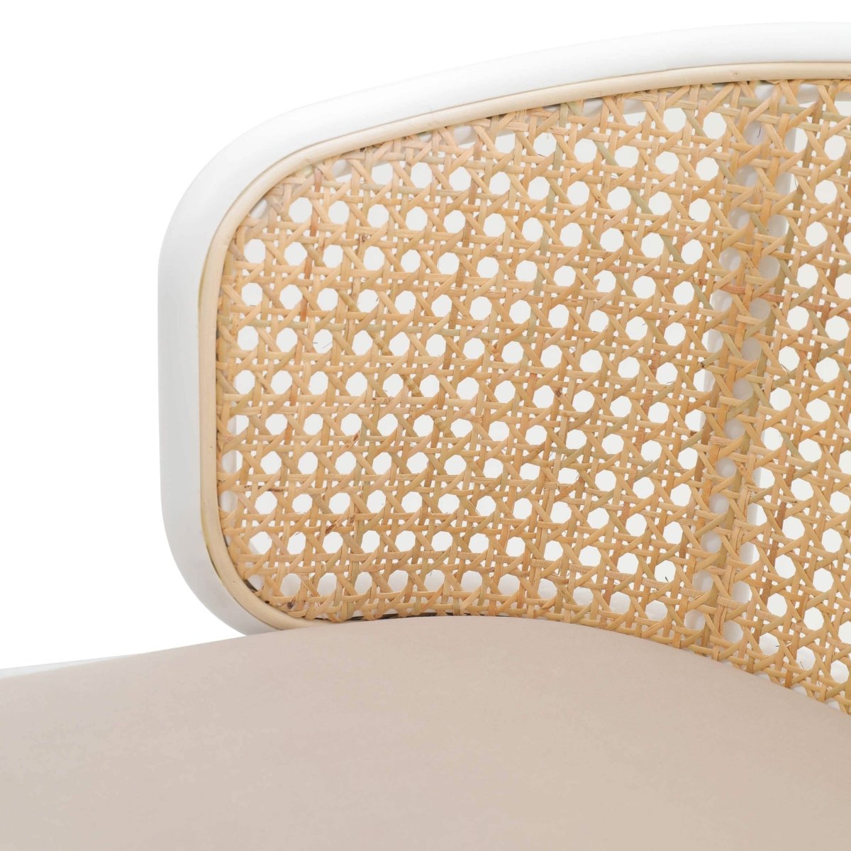 Ervilla Mid - Century Modern Wicker Bar Stool with Fabric Seat and Black/White Powder Coated Steel Frame