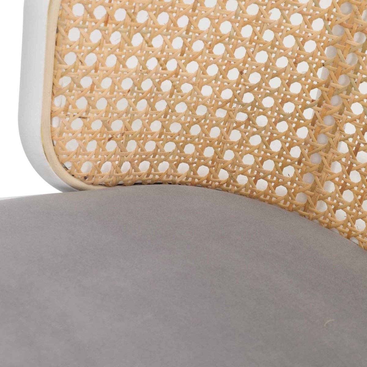Ervilla Mid - Century Modern Wicker Bar Stool with Fabric Seat and Black/White Powder Coated Steel Frame