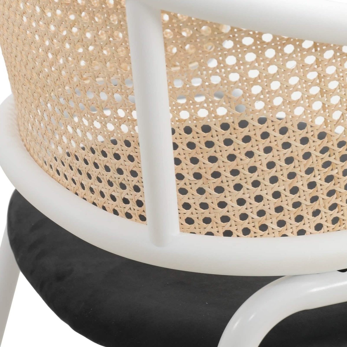 Ervilla Modern Dining Armchair with White Powder Coated Steel Legs and Wicker Back Set of 2