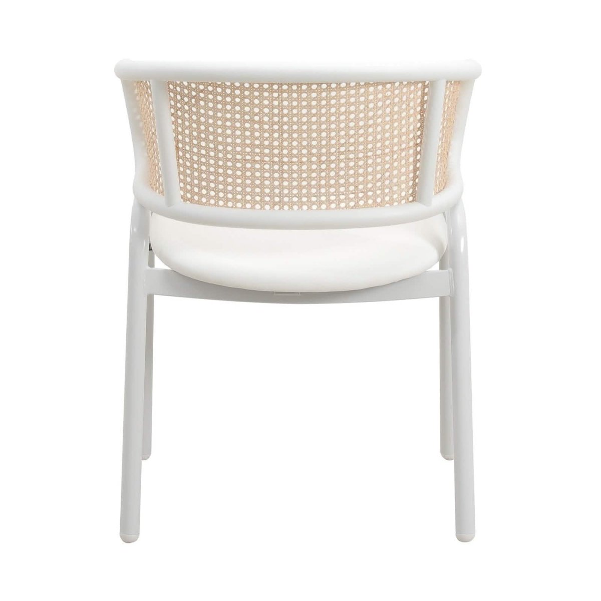 Ervilla Modern Dining Armchair with White Powder Coated Steel Legs and Wicker Back Set of 2