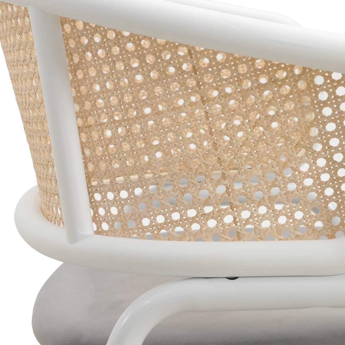 Ervilla Modern Dining Armchair with White Powder Coated Steel Legs and Wicker Back Set of 2