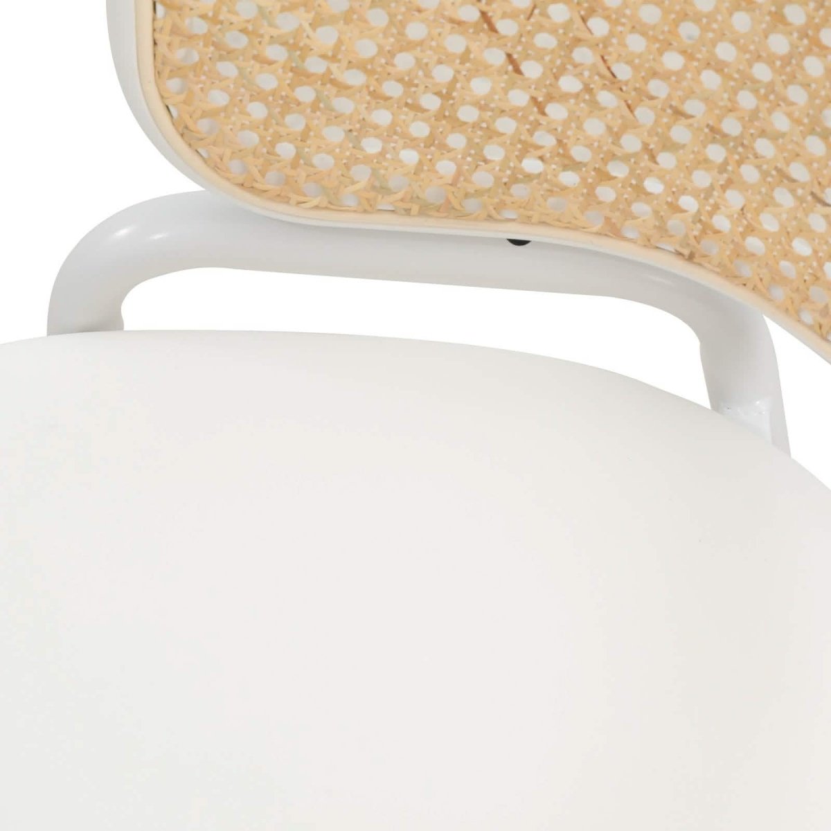 Ervilla Modern Dining Armchair with White Powder Coated Steel Legs and Wicker Back Set of 2