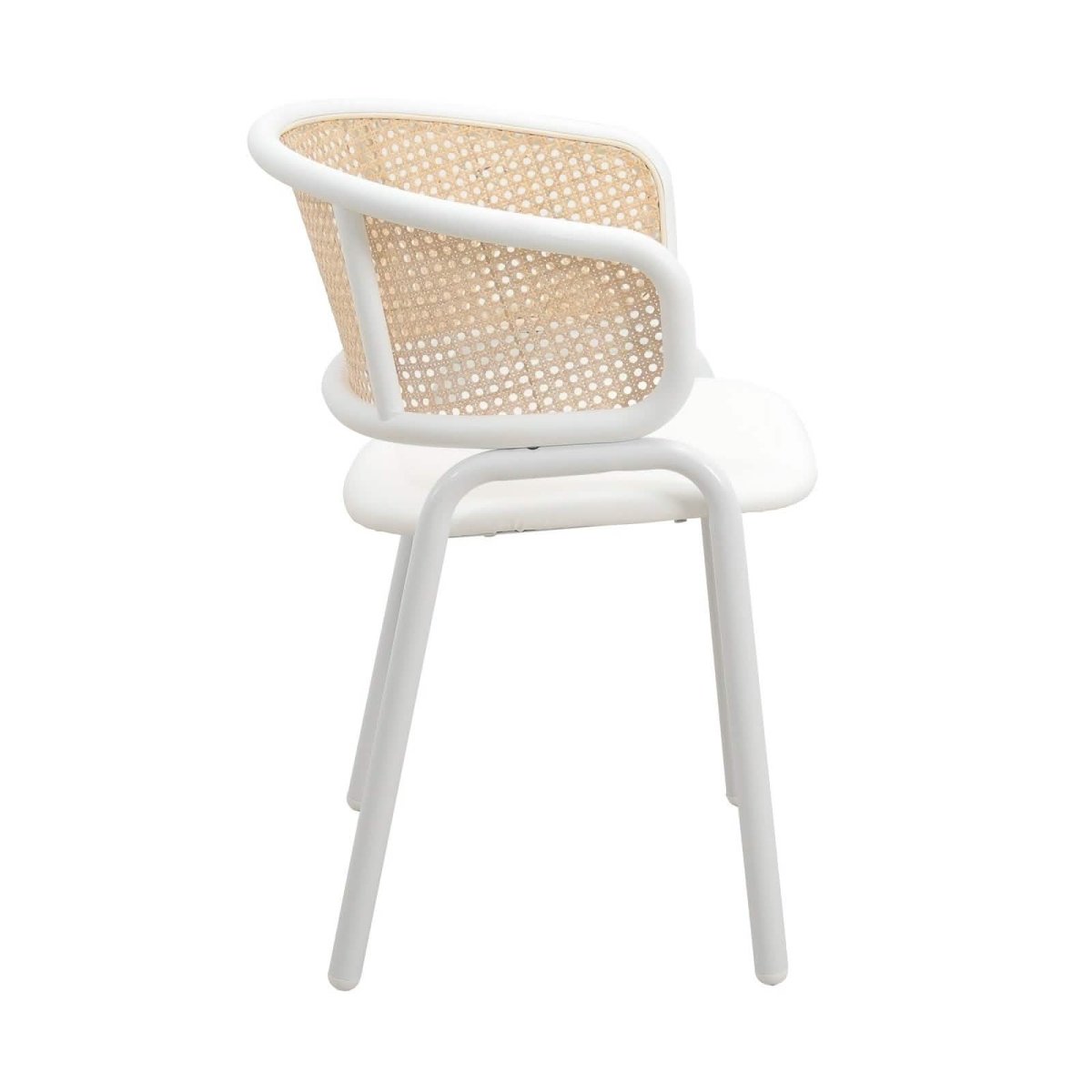 Ervilla Modern Dining Armchair with White Powder Coated Steel Legs and Wicker Back Set of 2