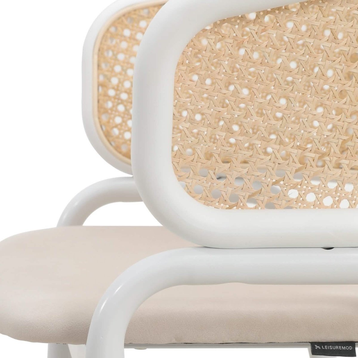Ervilla Modern Dining Armchair with White Powder Coated Steel Legs and Wicker Back Set of 2