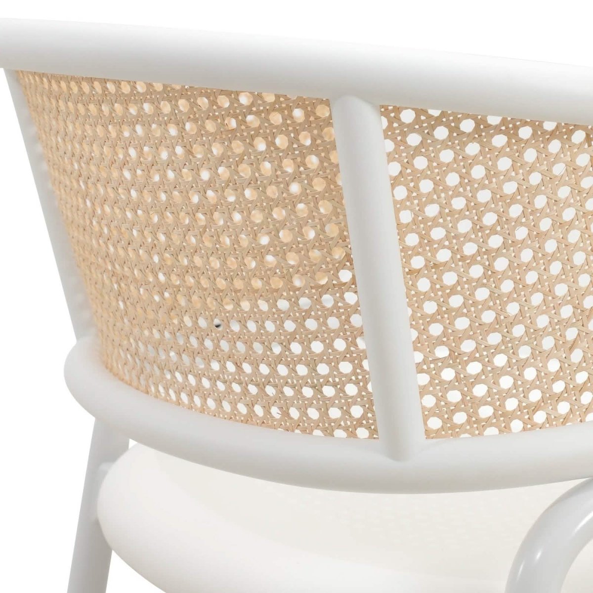 Ervilla Modern Dining Armchair with White Powder Coated Steel Legs and Wicker Back Set of 2