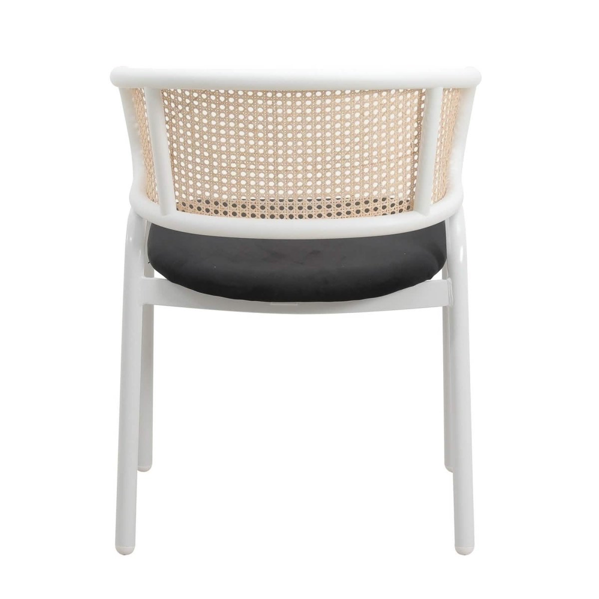 Ervilla Modern Dining Armchair with White Powder Coated Steel Legs and Wicker Back Set of 2