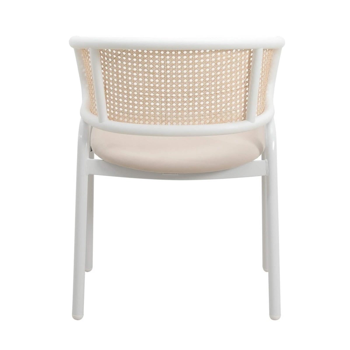 Ervilla Modern Dining Armchair with White Powder Coated Steel Legs and Wicker Back Set of 2