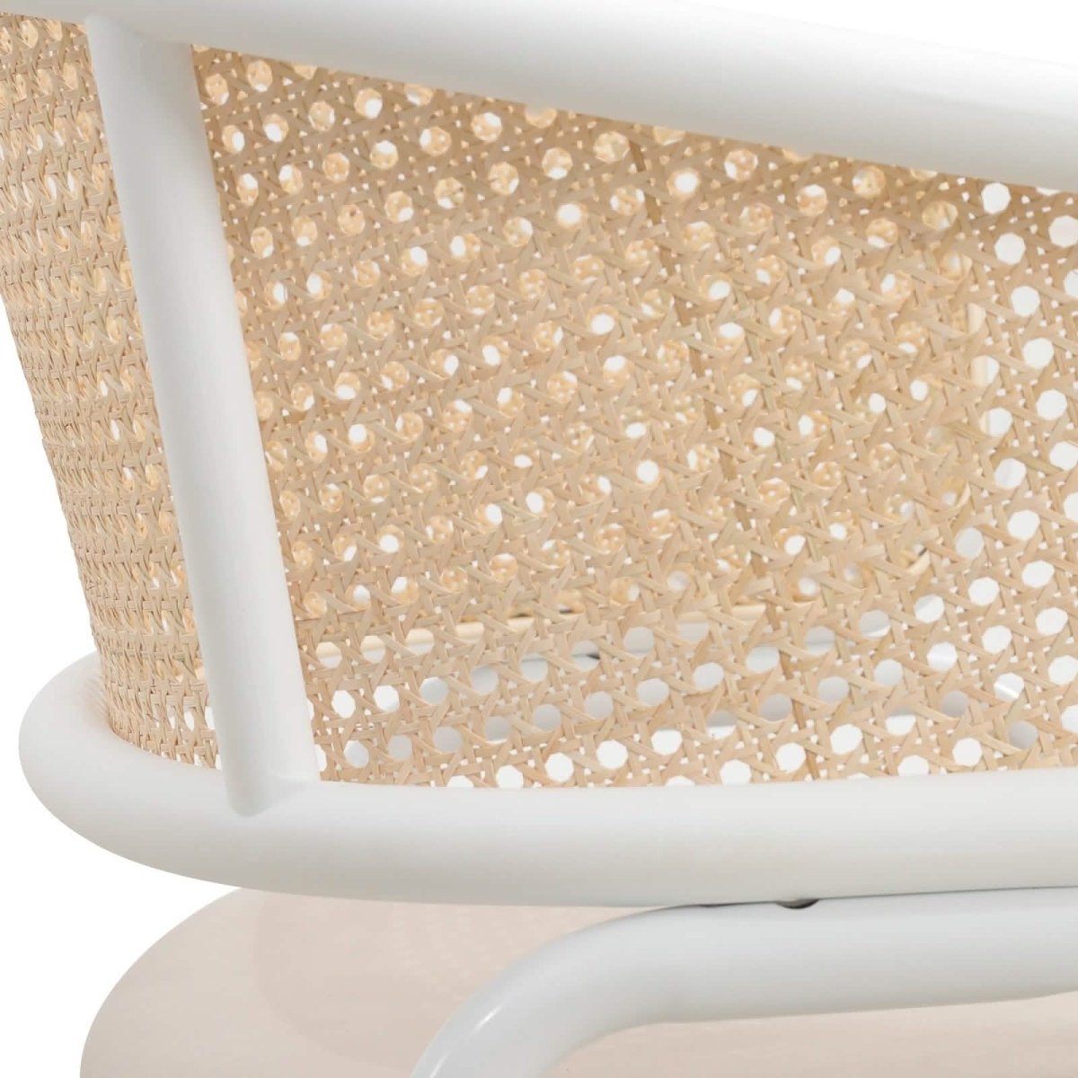 Ervilla Modern Dining Armchair with White Powder Coated Steel Legs and Wicker Back Set of 2