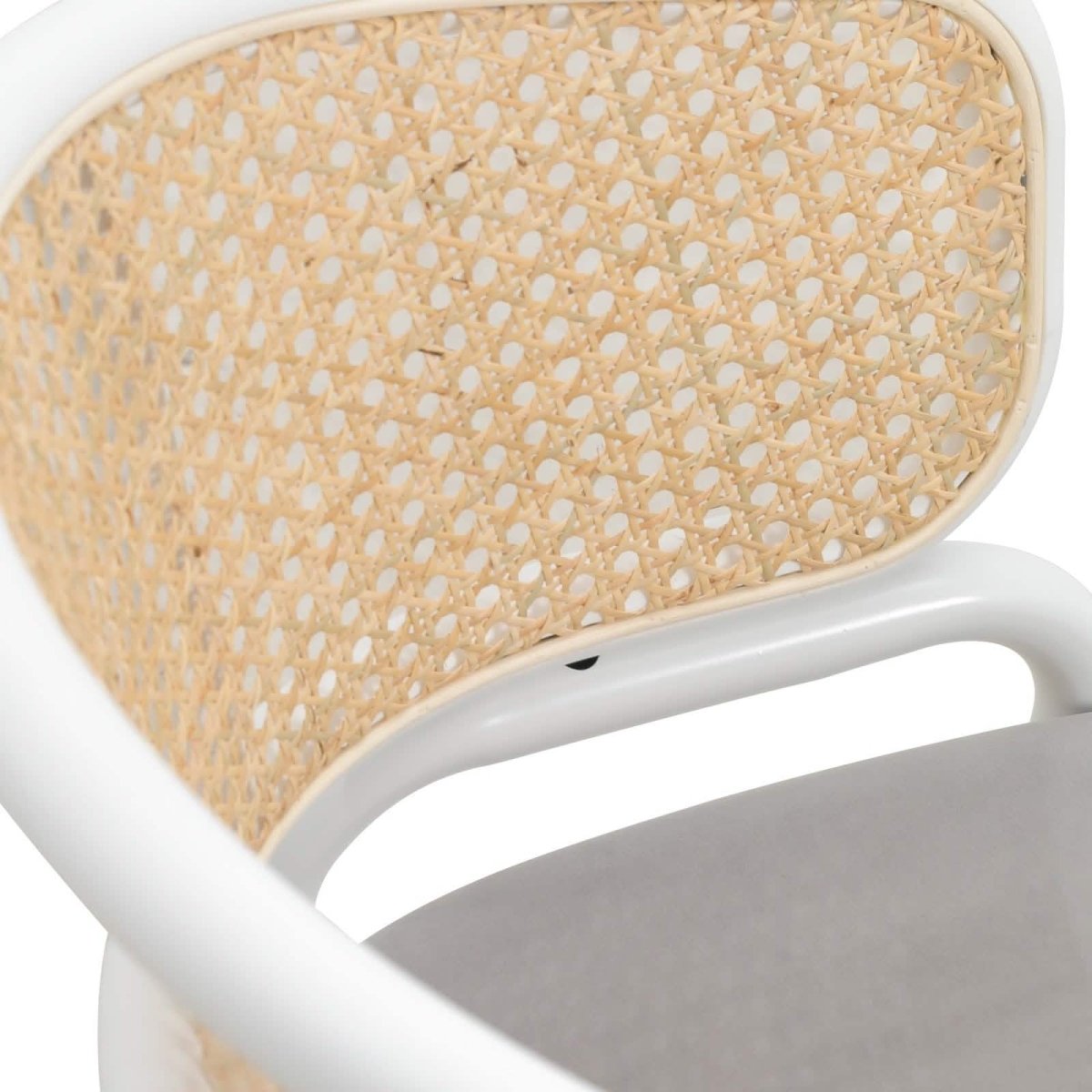 Ervilla Modern Dining Armchair with White Powder Coated Steel Legs and Wicker Back Set of 2