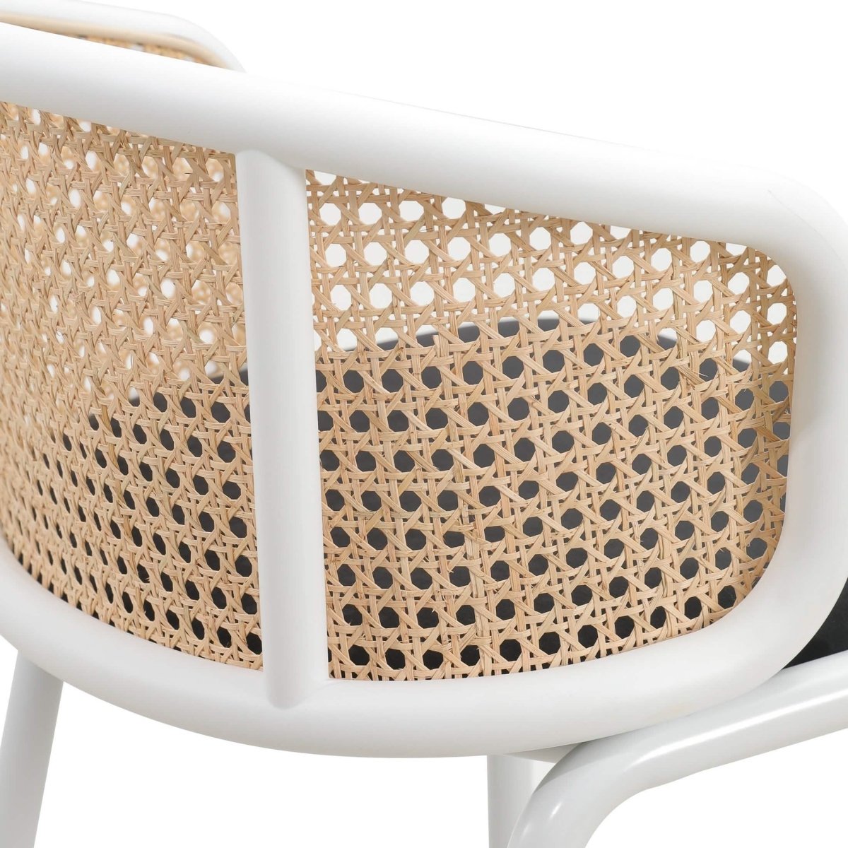 Ervilla Modern Wicker Bar Stool with Fabric Seat and White Powder Coated Steel Frame, Set of 2