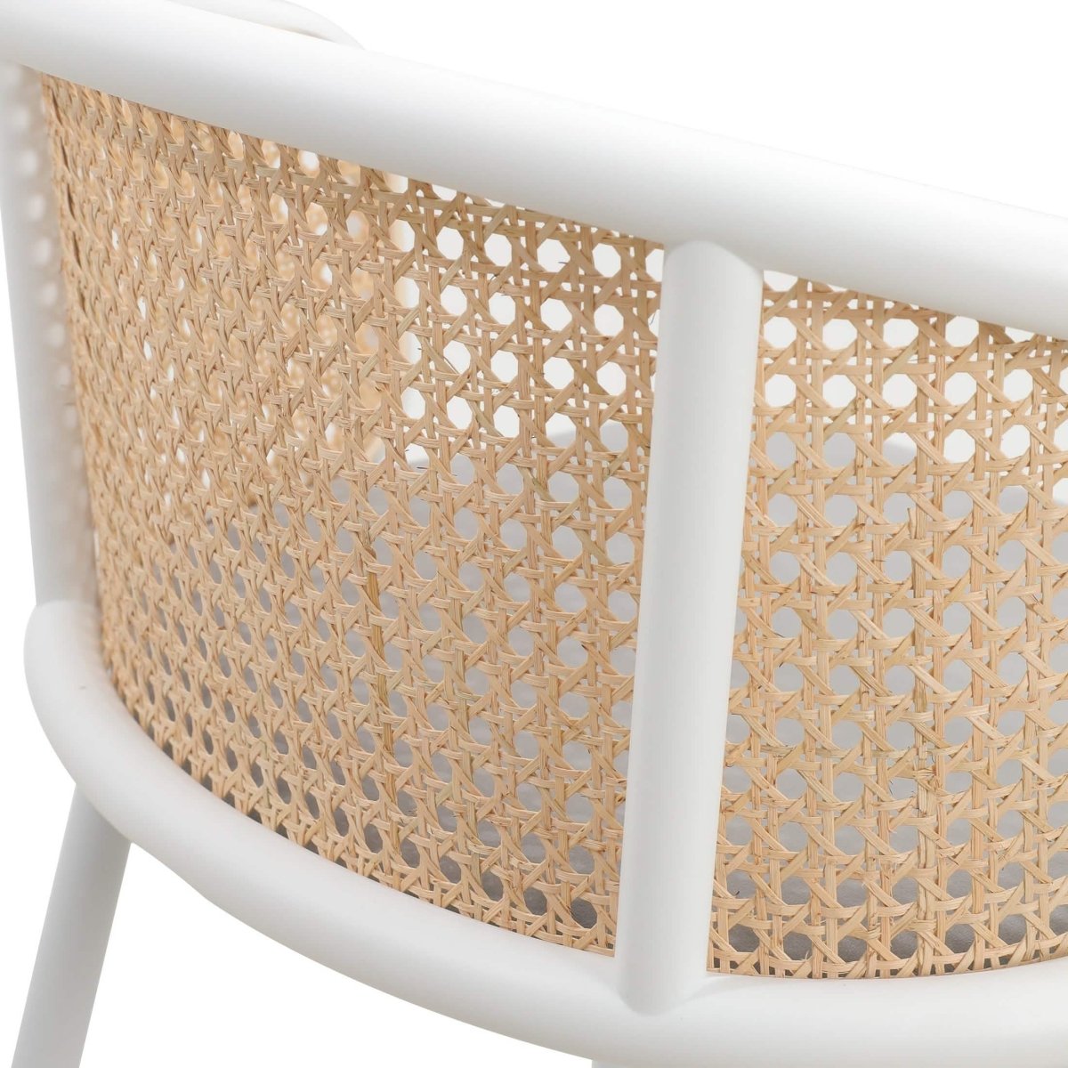 Ervilla Modern Wicker Bar Stool with Fabric Seat and White Powder Coated Steel Frame, Set of 2