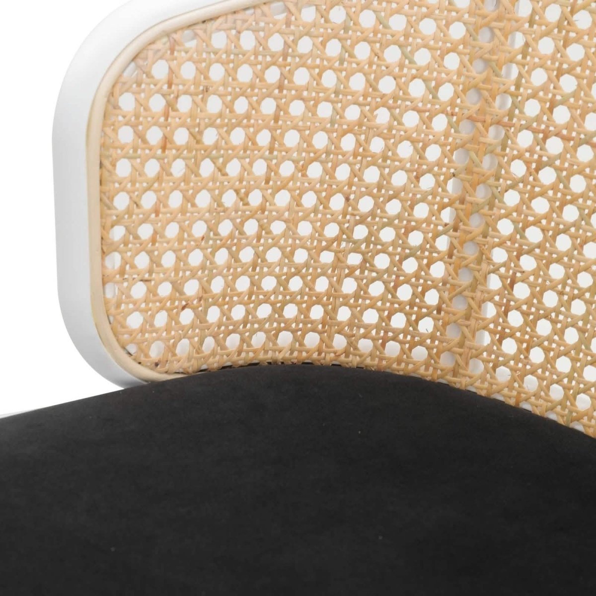 Ervilla Modern Wicker Bar Stool with Fabric Seat and White Powder Coated Steel Frame, Set of 2