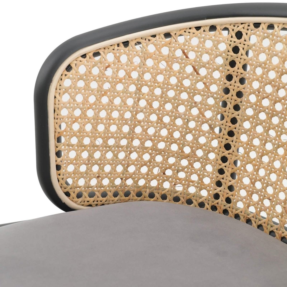 Ervilla Modern Wicker Bar Stool with Fabric Seat and White Powder Coated Steel Frame, Set of 2