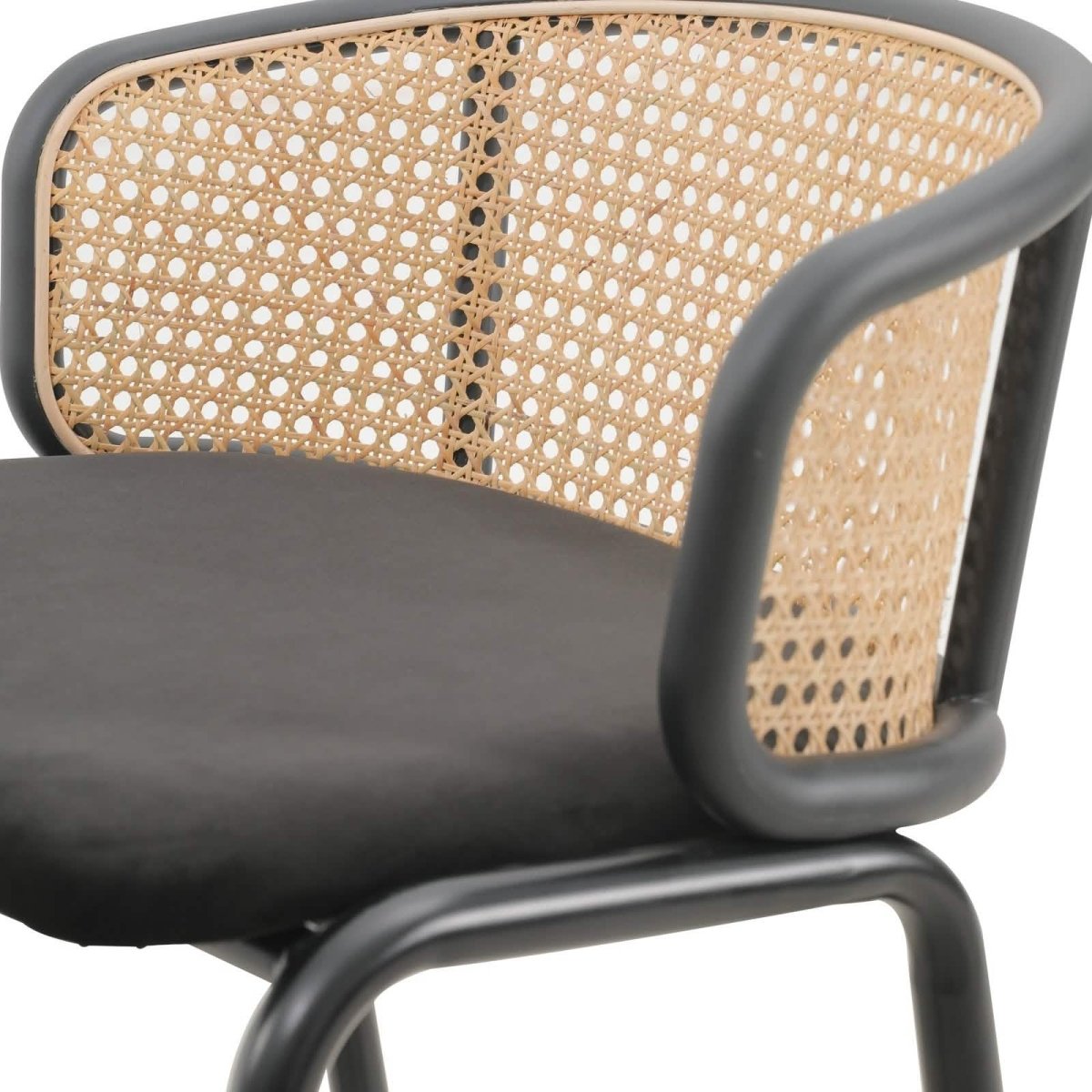 Ervilla Modern Wicker Bar Stool with Fabric Seat and White Powder Coated Steel Frame, Set of 2