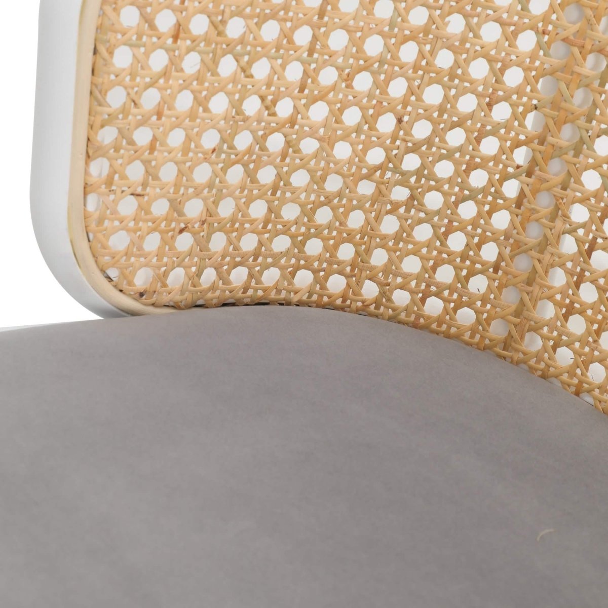 Ervilla Modern Wicker Bar Stool with Fabric Seat and White Powder Coated Steel Frame, Set of 2