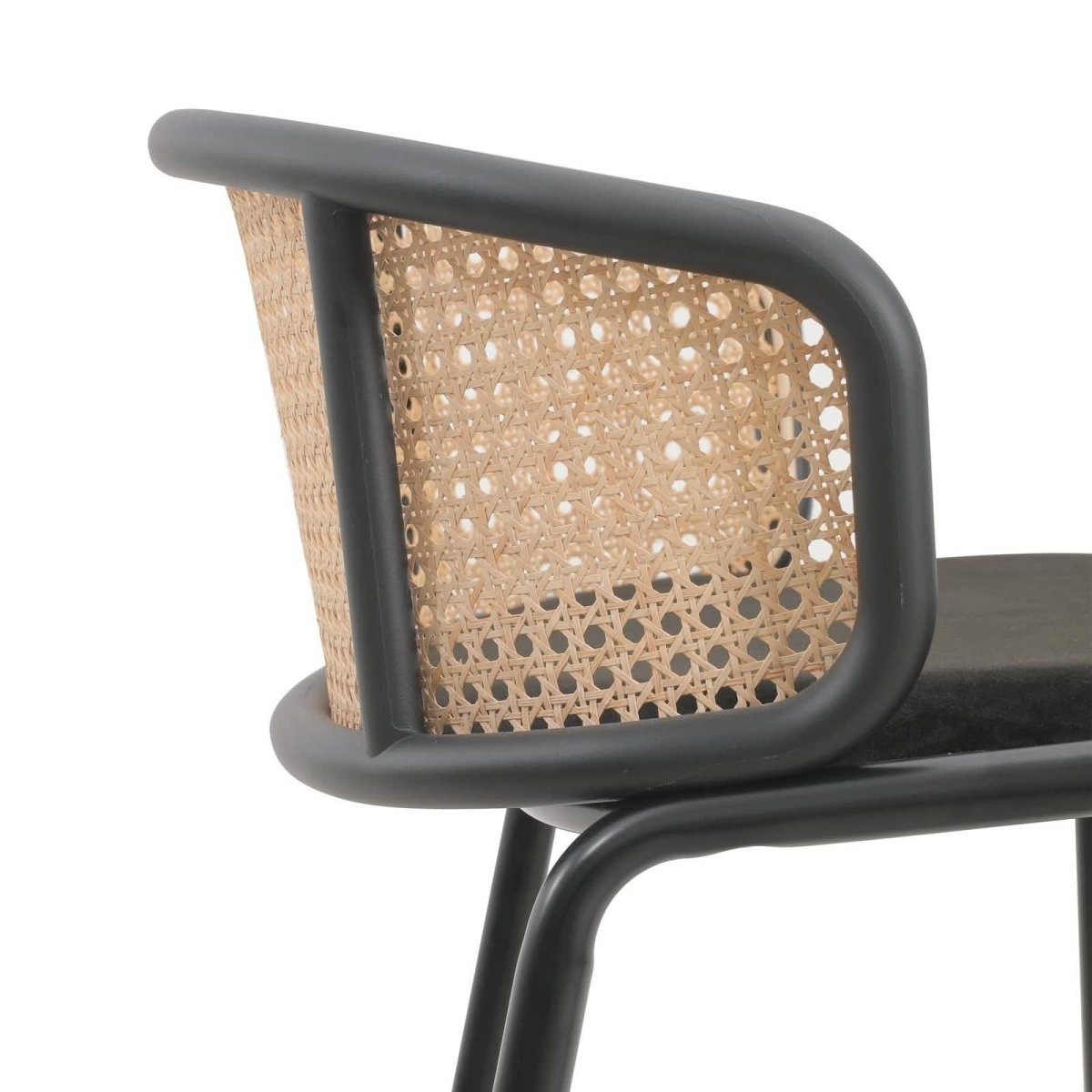 Ervilla Modern Wicker Bar Stool with Fabric Seat and White Powder Coated Steel Frame, Set of 2