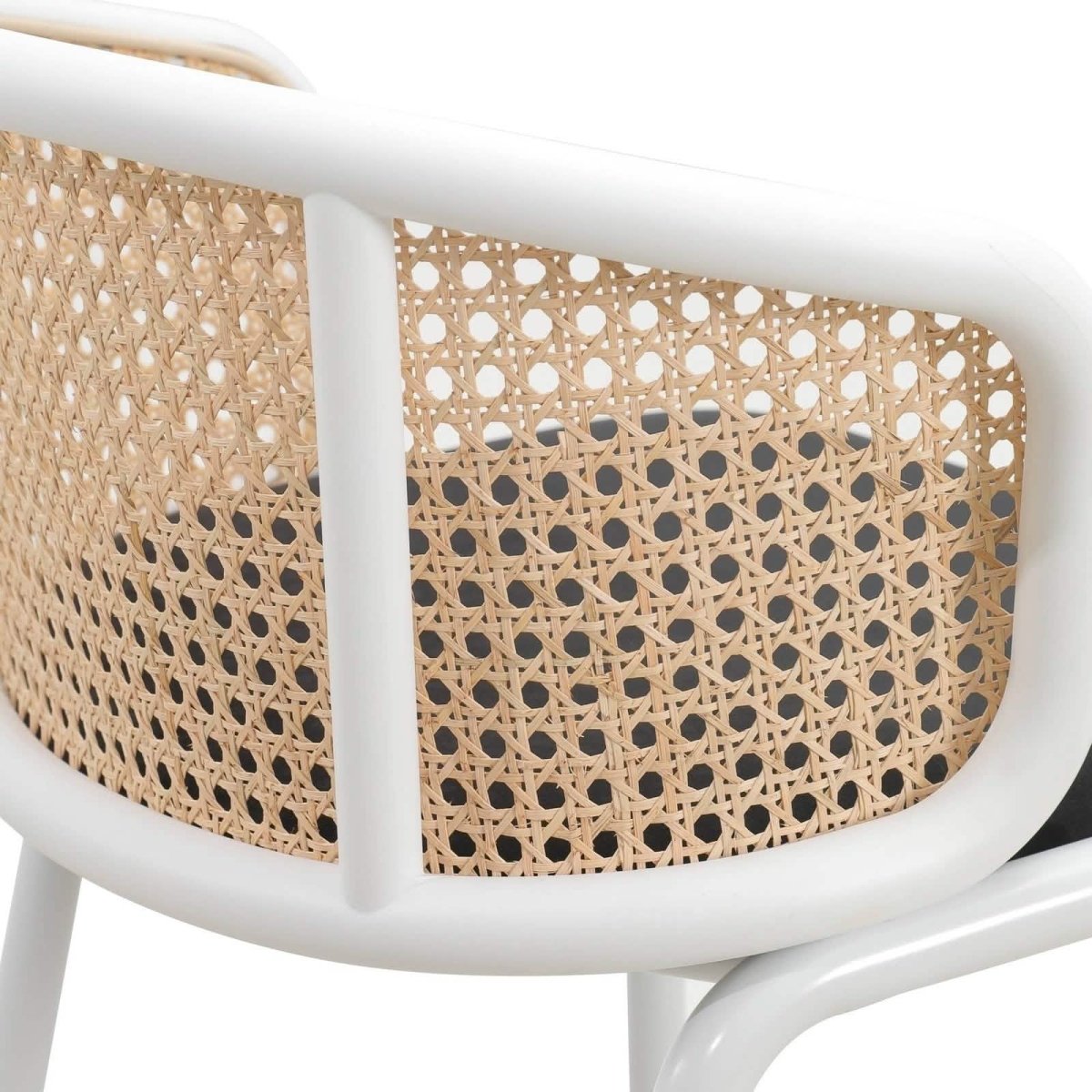 Ervilla Modern Wicker Bar Stool with Fabric Seat and White Powder Coated Steel Frame, Set of 2