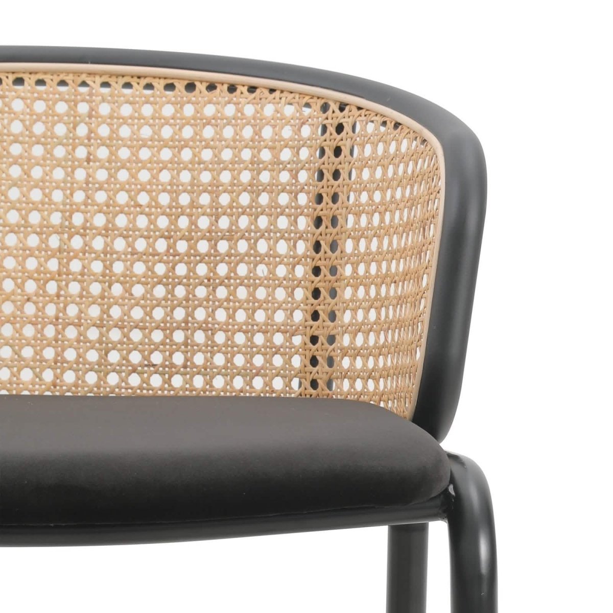 Ervilla Modern Wicker Bar Stool with Fabric Seat and White Powder Coated Steel Frame, Set of 2