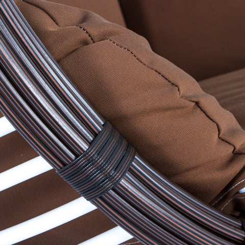 Single-Seater Wicker Hanging Egg Swing Chair with Brown Cushion