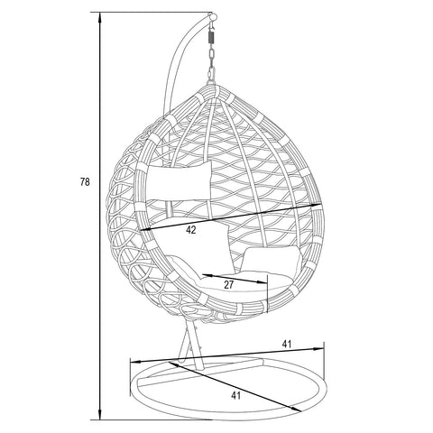 Single-Seater Wicker Hanging Egg Swing Chair with Green Cushion