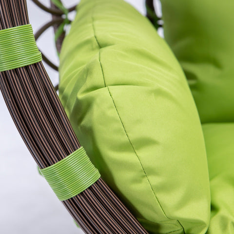 Single-Seater Wicker Hanging Egg Swing Chair with Green Cushion
