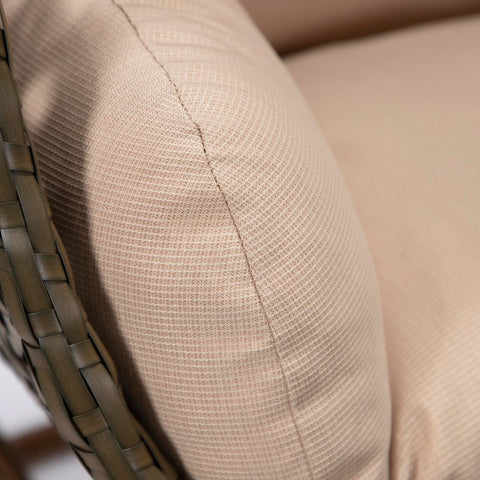 Modern Wicker Hanging Single Seating Egg Swing Chair in Beige/Charcoal/White Frame With Cushions