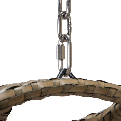 Modern Wicker Hanging Single Seating Egg Swing Chair in Beige/Charcoal/White Frame With Cushions