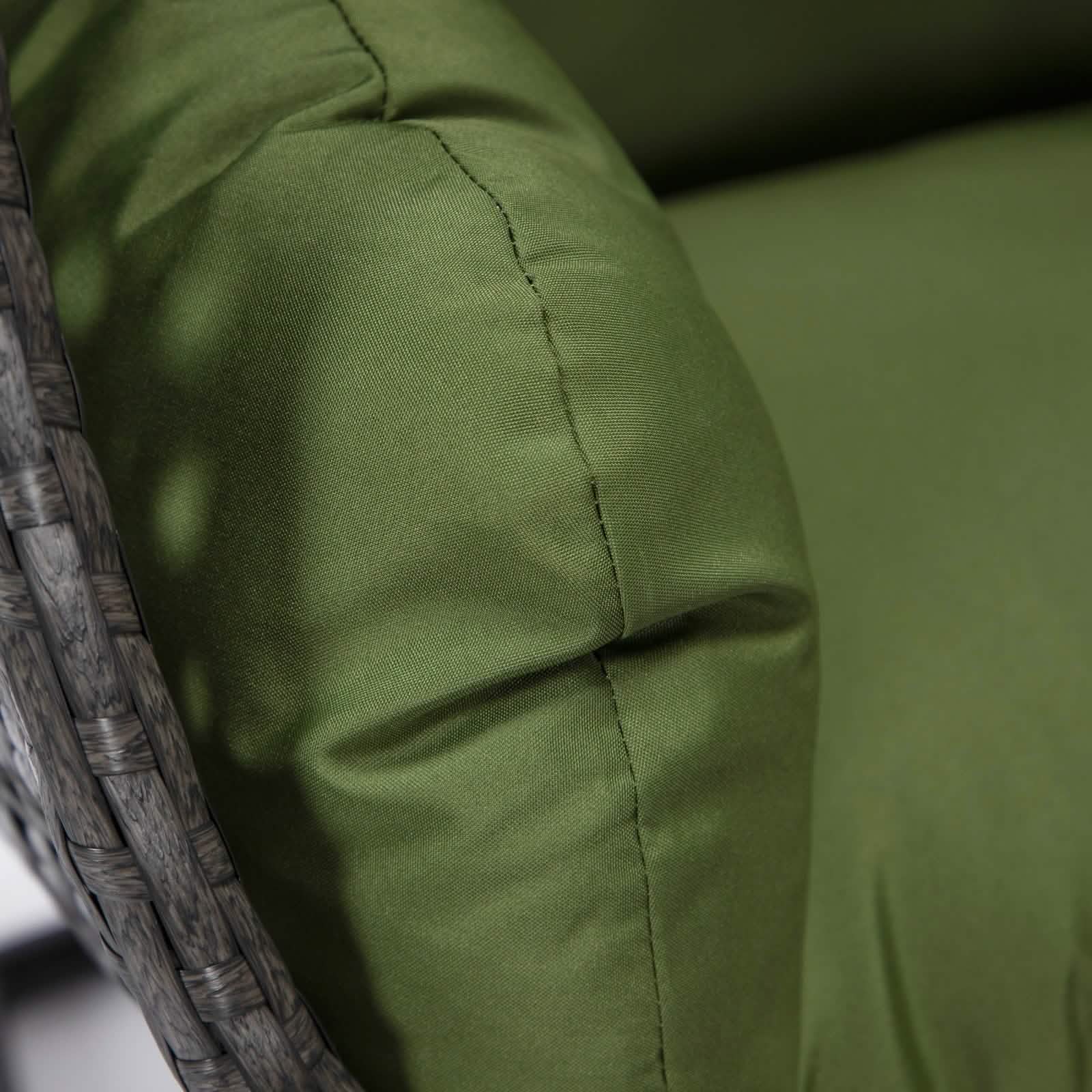 Charcoal Wicker Hanging Single Egg Swing Chair With Cushions Taupe Leisuremod