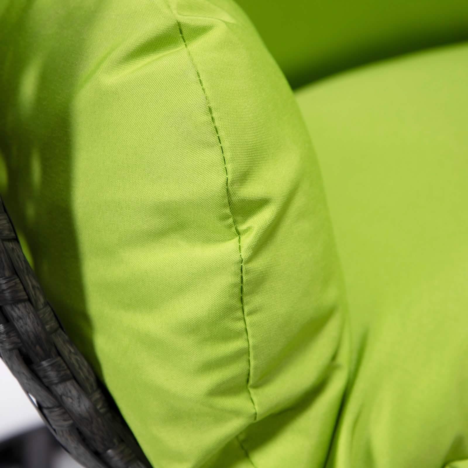 Charcoal Wicker Hanging Single Egg Swing Chair With Cushions Taupe Leisuremod