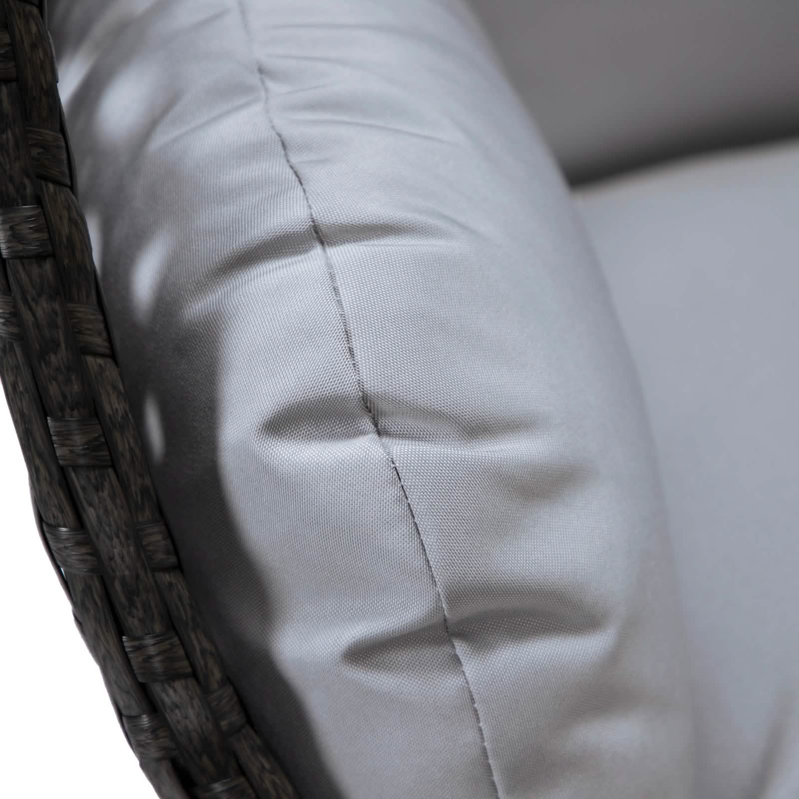 Charcoal Wicker Hanging Single Egg Swing Chair With Cushions Taupe Leisuremod