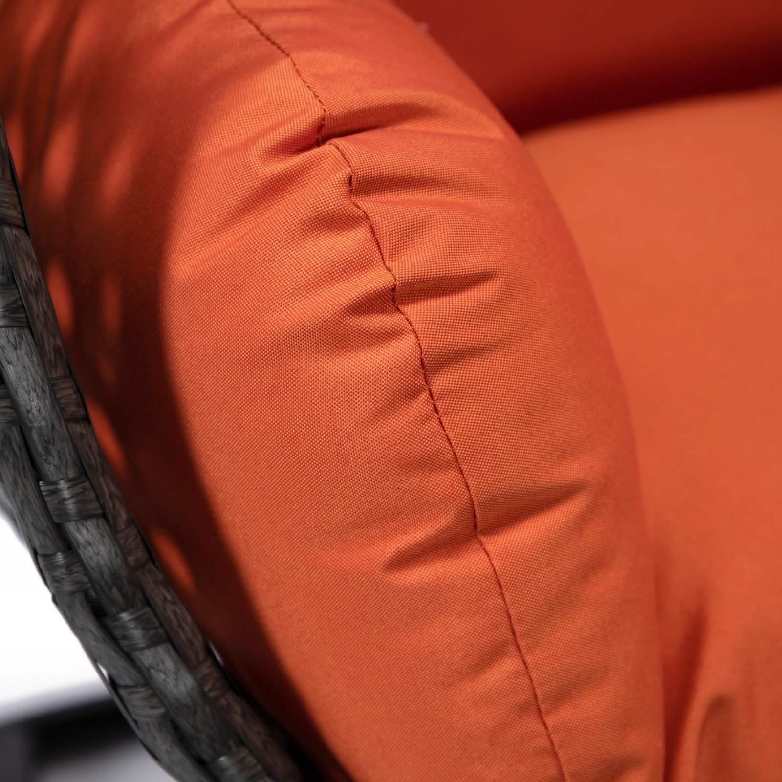 Charcoal Wicker Hanging Single Egg Swing Chair With Cushions Taupe Leisuremod