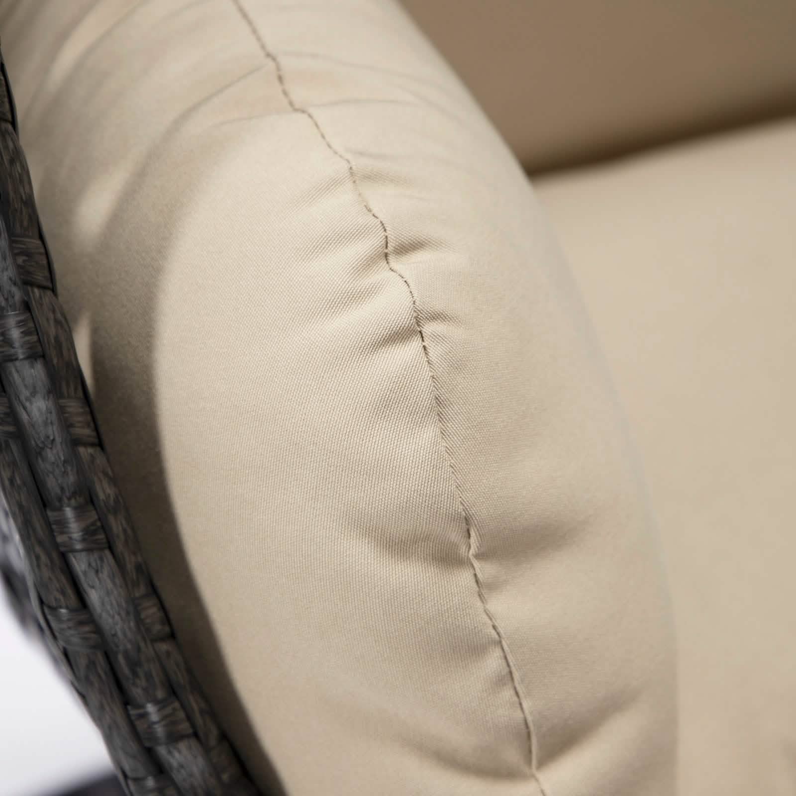 Charcoal Wicker Hanging Single Egg Swing Chair With Cushions Taupe Leisuremod