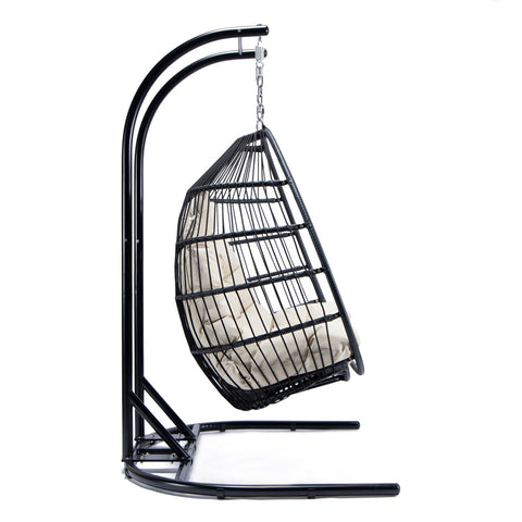 Wicker Two Seater Egg Swing Chair in Iron With Removable Cushion