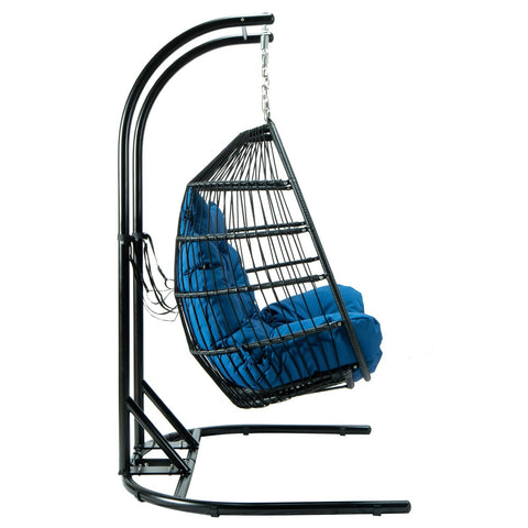 Wicker Two Seater Egg Swing Chair in Iron With Removable Cushion